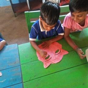 Children make animal masks