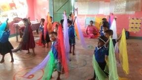 Sri Lanka children dance with scarves
